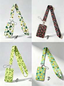 1pc ABS Fruit Summer Lanyard Card Holder, Anti-Loss Student Bus Card/ID Badge Protective Case, Reinforced Braided Lanyard, Lightweight Portable Space-Saving, Suitable For Student Commute, Workplace Office, Daily Travel - Rectangle - View 1