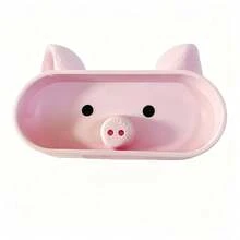 Pink Pig-Shaped Storage Tray With Pig-Themed Lid, Suitable For Storing Glasses, Jewelry And Small Accessories, Cute Pig-Shaped Coin Bank And Desktop Decoration, Plastic Desktop Organizer, Suitable For Bedside Table And Office - Multicolor - View 11