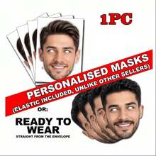 1/36pcs Personalized Photo Masks – DIY Or Ready To Wear – Customized Set Suitable For Bachelor Party, Birthday Party, Back To School, Unique Gift, Photo Booth Props - Multicolor - View 19