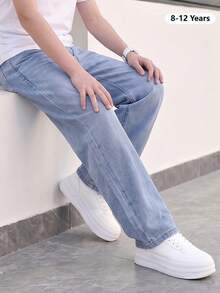 Fashionable Tween Boys Denim Jeans Spring Autumn Winter Long Pants - Light Wash - View 6