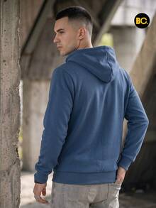 Big City Men's Sweatshirt With Shearling And Hood - Dusty Blue - View 2