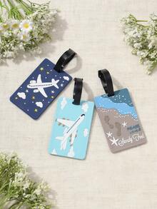 1/3PCS Fashionable Beach Airplane Luggage Tag Casual Set, Anti-Loss Travel Accessories, Luggage Tag Suitcase ID Address Holder Boarding Pass, Portable Label Travel Bag Tag, Travel Accessories, Ideal Gift For Her, Travel Backpack, Travel Bag, Luggage, Travel Gear, Back To School Luggage Tag, Travel Accessories, Travel Essentials, Beach Summer Vacation Travel Storage Bag, Back To School Backpack, Study Accessories, Study Supplies - Multicolor - View 3