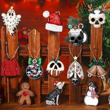12pcs-104pc Halloween Horror Christmas Wooden Decorations, Scary Halloween Tree Ornaments, Horror Wooden Halloween Christmas Hollow Carved Decorations With Rope, Halloween Home Christmas Tree Party Decor - View 5
