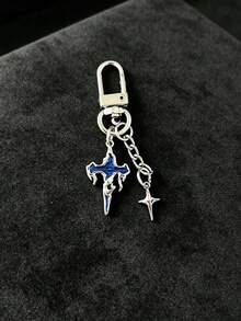 1pcGothic Dripping Cross Keychain, Star-Shaped Pendant, Punk Cool Accessory, Suitable For Both Men And Women - Multicolor - View 4