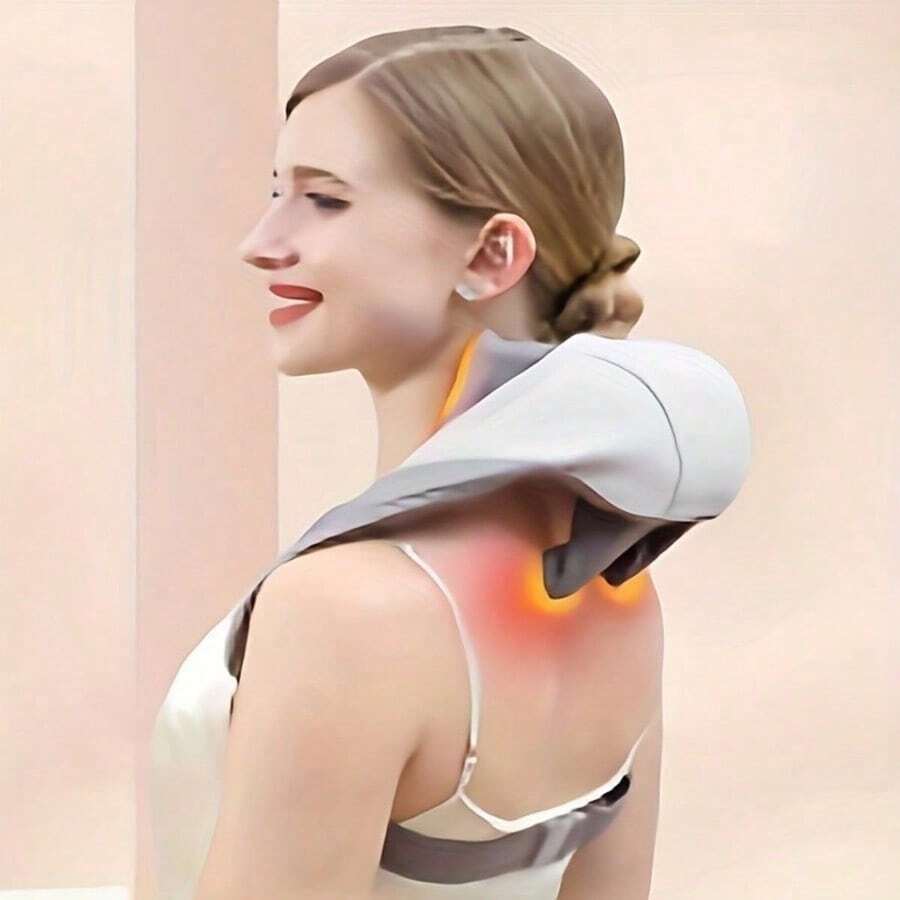 Massageador Sem Fio  6D com Função de Aquecimento, Aparelho Elétrico de Amassamento Tecido Profundo, Massageador Multiuso para Pescoço, Ombros, Costas, Pernas e Todo o Corpo, Modelo Portátil para Casa, Escritório e Veículo - Visão 1