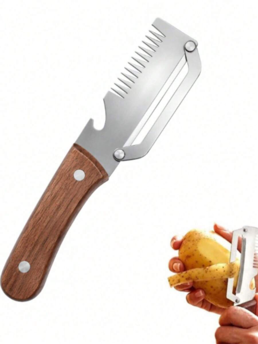 Essential Multi-Function Vegetable Peeler For Kitchen - Wood color - View 1