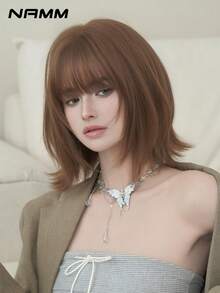 NAMM 12 Inch Tea-Brown Short Curly Wigs For Women ,Soft Silky Heat-Resistant Synthetic Fiber Wigs For Daily Use, Perfect For Holidays Music Festivals Celebrations-Sakura Celebrations Glam & Party Street Wear Photography Use(Available In Multiple Colors), Halloween - Multicolor - View 3
