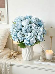 1/4pcs Artificial Peony Hydrangea Bouquet, Suitable For Wedding Decoration DIY Wreath Materials, Bridal Bouquet, Wrist Corsage, Boutonniere, Headpiece, Wedding Car Decoration, Door Arch Decoration, Applicable For Home, Restaurant, Bedroom, Vase Decoration, Birthday - Blue - View 4