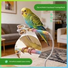 1pc Adjustable Parrot Perch Stand With Durable Colorful Rope, Clip-On Multi-Function Desktop Platform, Bite-Resistant Claw Perch, Suitable For Training And Cleaning Bird Cage Accessories - View 9
