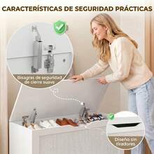 HOMCOM Baúles y cofres de almacenamiento - Blanco - Ver 4