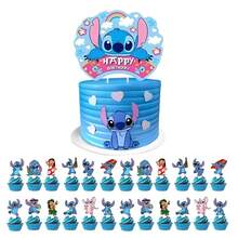 Hawaiian Stitch DIY Cake Decor Pack, Rainbow Happy Birthday Cake Topper, Assorted Character Cupcake Toppers, Lightweight Dessert Picks For Holiday Celebration Anime Fan Dessert Table Decor - Multicolor - View 4