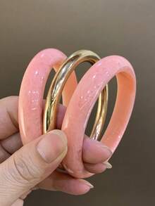 3件組時尚復古波希米亞風厚款多色壓克力手環，適合女性、情侶、派對、日常配戴，奢華高端 - 彩色 - 查看 1