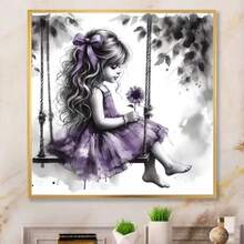 1PC DIY 5D Diamond Painting Kit Cute Girl Pattern - Round Full Drill Art Mosaic Craft, Home Wall Decor, Unframed - No Frame - View 2