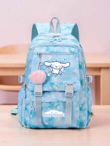 SANRIO 1件 Hello Kitty Kuromi Cinnamoroll 女款功能性後背包，星星印花大容量多口袋包，適合上學、旅行與日常使用 - 彩色 - 查看 11