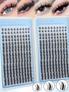 320 Pieces Of Card-Type Breathable False Eyelashes, Easy For DIY, Can Be Extended By 10 To 16 Millimeters. C-Shaped Curled, With A Clear And Moist Makeup Effect. Cartoon-Style Eyelashes, Triple Fish Tail Eyelashes And 3D Segmented False Eyelashes. - C - View 3