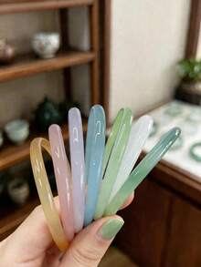 1件粉色仿玉手鍊，甜美百搭，適合75kg以下女性，送女友或母親的完美禮物，粉色，手臂飾品 - 彩色 - 查看 2