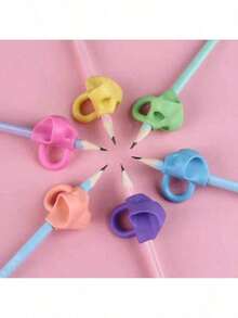 3/5/10pcs Kids Ergonomic Pencil Grip – 3-Finger Writing Trainer, Suitable For Preschool Children And Students, Corrects Writing Posture, Back To School Essential - 3-hole Pencil Grip - View 4