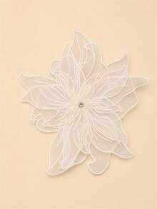 1pc Women White Sheer Organza Flower Applique Patch With Embroidered Edge, 3D Floral Sew On Patch For Dress DIY Decoration - White - View 6