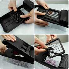 [Black Vegetable Slicer] 16-In-1 Multi-Functional Vegetable Chopper, Professional Onion Dicer, Kitchen Food Slicer And Dicer With 8 Replaceable Blades & Storage Container, Ideal Gift For Kitchen Lovers - Black - View 11