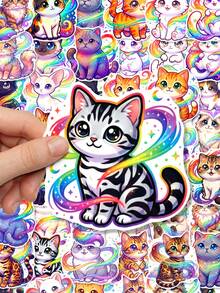 50 Buah Stiker Kertas Kucing Galaksi Pelangi, Stiker Kucing Pelangi Nebula Lucu untuk Perencana, Buku Catatan, Casing Ponsel & Kerajinan Estetika Galaksi yang Menawan, Dekorasi Kembali ke Sekolah - MultiWarna - View 3
