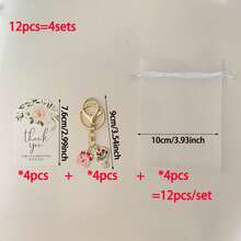 36pcs/12sets-12pcs/4sets Pink Envelope Handheld Flower Keychain Set - Includes Keychains, Gift Bags And Thank You Cards, Suitable As Holiday/Graduation/Back To School/Wedding/Birthday Gifts For Family And Friends, Or As Party Favors. - View 8