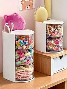 1pc Rotating Hair Accessory Storage Box - Multi-Functional Desktop Organizer, Suitable For Makeup Brushes, Combs, Hair Clips, Hair Ties, Hair Claws And Jewelry, Perfect For Vanity And Bathroom, Ideal Gift For Women And Girls, Back To School Storage Essential - Multicolor - View 10