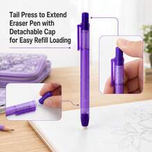 Press Eraser Pen Set, 4PCS Retractable Eraser Pens With 10 Replacement Eraser Refills, Classic & Gradient Color Pencil Eraser Pens For School, Office, Drawing, Sketching, Notes And Stationery Supplies - Multicolor - View 6