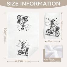 MEMNUN 2件裝哥德風復古素描骷髏新月躺臥骷髏騎單車印花廚房抹布洗碗布 40*60cm/45*70cm 超柔軟微纖維現代洗碗布手巾 家居裝飾廚房裝飾烹飪烘焙茶巾手巾廚房配件 可機洗清潔用品 適合餐廳廚房萬聖節節日裝飾與禮物四季通用 - 彩色 - 查看 5