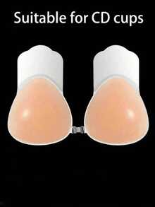 1 Pair Back-Gathering Invisible Adhesive Lift-Up Push-Up Bra, Suitable For Wedding And Swimwear - Champagne - View 7