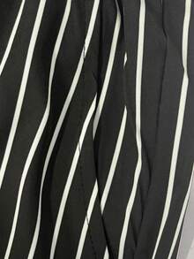 Men's Casual Lightweight Striped Pants, Classic Business Style Versatile Outdoor Trousers, Suitable Gift For Husband, Father, Friends - Black and White - View 9