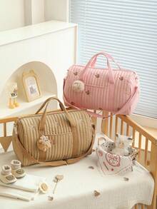 Large Capacity Bear & Olive Embroidered Lightweight Storage Handbag For Mothers And Babies - Multicolor - View 2