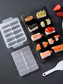 1pc 10-Cavity Battleship Sushi Mold, 5-Cavity Rice Ball Sushi Mold Set, PP Non-Stick Rice Ball Maker, Easy Release Hand-Pressed Sushi Making Tool, DIY Japanese Sushi Bento Lunch Kitchen Gadget, Suitable For Picnic And Camping - View 2