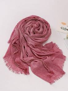 1pc New Dyed Chain Beaded Scarf, Women's Muslim Hijab, Daily Evening Wear, Beach, Sun Protection, Lightweight Soft Shawl, Holiday Gift - Multicolor - View 17