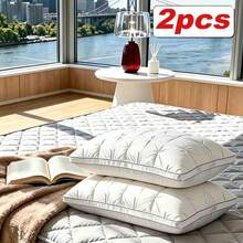 2 Pieces Light Luxury Hotel Same Style Sleep Pillow, High Elastic Soft Fit Neck, Suitable For Multiple Sleeping Positions With Comfort Support, Machine Washable And No Deformation, Bedding Universal For Bedroom And Homestay - 2PCS White - QUEEN - View 2