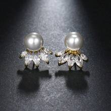 1 Pair Elegant Fashion Cubic Zirconia Stud Earrings Suitable For Women's Daily, Party, Holiday Wear - White Gold - View 4