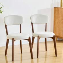 2 Person Dining Chair Set, Medieval Modern Style, Linen White - White - View 7