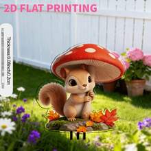 2D Flat Acrylic Cartoon Squirrel & Red Mushroom Garden Stake, Autumn Maple Leaf Potted Plant Lawn Yard Garden Decor Ornament, Garden Stake, Yard Sign, Lawn Marker, Outdoor Decoration, Mori Style Gardening, Flower Pot Plugin, Greenery Landscaping, Micro Landscape Decor, Fairy Tale Style Plugin, Balcony Flower Bed Decor Plugin - A - View 2