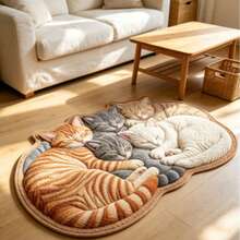 1pc Cute Sleeping Cat Ball Door Mat, Small Rug, Carpet, Runner Rug, Floor Mat, Home Decor, Area Rug, Outdoor Mat, Home Decor, Area Carpet, Bedroom Carpet, Washable Carpet - Multicolor - View 2