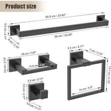 Matte Black Bathroom Hardware Accessories Set 5 Pieces, Double Post Pivoting Toilet Paper Holder Set Stainless Steel Square Bathroom Towel Variant 1 - None - View 6