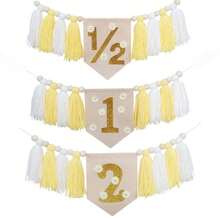 1pc Daisy Flower 1/2 Birthday Party Decoration, 1 Year Old Bohemian Style Half Birthday Decoration, 1/2 High Chair Banner, 2 Year Old Handmade Tassel Garland, Photo Props, 6 Month Birthday Decoration, Birthday Gift - Multiple Styles - View 2