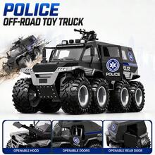 TEMI 8-Wheel Drive Police Armored Vehicle Toy, Suitable For Children 3 Years And Above, Inertia Off-Road SWAT Car Model, Friction Powered Truck, Ideal Gift For Birthday And Christmas - Black - View 6