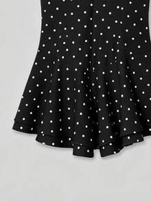 YROOE Women's Spring/Summer V-Neck Polka Dot Mini Dress, Double Layer Ruffle Hem Fitted A-Line Vacation Party Black Elegant - Black - View 4