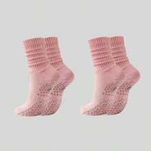 2/4/6/8 Pairs Women's Pilates Slouch Crew Yoga Socks, Non-Slip Grip For Ballet Dance And Hospital Workout - Multicolor - View 27