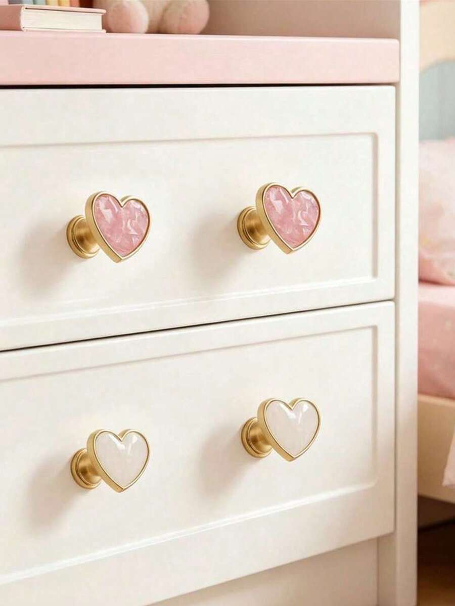 Gagang Pintu Kabinet Motif Cangkang Berbentuk Hati, Kenop Kecil Dekoratif Lubang Tunggal untuk Laci Kamar Tidur Anak - MultiWarna - View 1