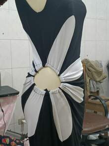 VESTIDO MAGARIDA  Casual    Malha    Nenhum    VESTIDO cut out  Festa de aniversário    VERÃO - Preto - Visão 3