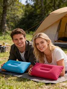 Portable Inflatable Nap Pillow, Outdoor Travel Portable Square Pillow Pad, Inflatable Small Seat Cushion, Lumbar Inflatable Pillow - Multicolor - View 3
