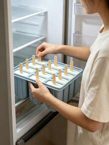 1pc 12-Cavity Silicone Popsicle Mold, Homemade Ice Cream Mold For Home Use, Suitable For Ice Cubes, Party, Travel, Wedding, Birthday, Bachelor Party, Kitchen, Kitchen Supplies, Storage, Decoration, Outdoor, Back To School (With Lid, Optional 50pcs Popsicle Sticks) - Multicolor - View 1