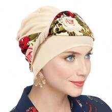 1pc New European & American Fashion Street Style Printed Headscarf Hat Twisted Headband Cap Floral Headwrap - Multicolor - View 9