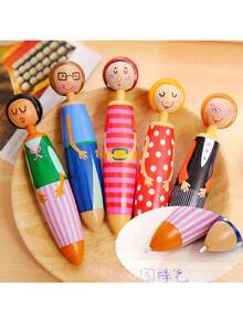 5/3/1/10pcs Random Cartoon Villain Doll Ballpoint Pens, Blue Ink Doll Ballpoint Pens, Doll Ballpoint Pens, Back To School, First Day Of School - Black - View 7