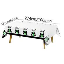 1/3pcs Panda Party Theme Disposable Plastic Tablecloth, Rectangular Outdoor Picnic Birthday Party Decoration Tablecloth 137x274cm - Multicolor - View 6